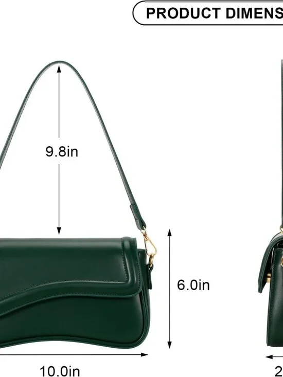 Women's Green Small Clutch Purses Cute Hobo Imported Handbag Shoulder Bag - Picture 5 of 7